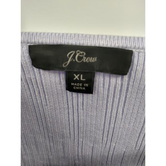 J. Crew T-Shirt Top XL Square Neck Elbow Sleeve Ribbed Stretch Casual Lavender - Picture 2 of 7